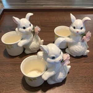 Josep Originals Vintage Bunny Candle Holder Set of 3, 5-1/2” T x 5-1/2” W Votive